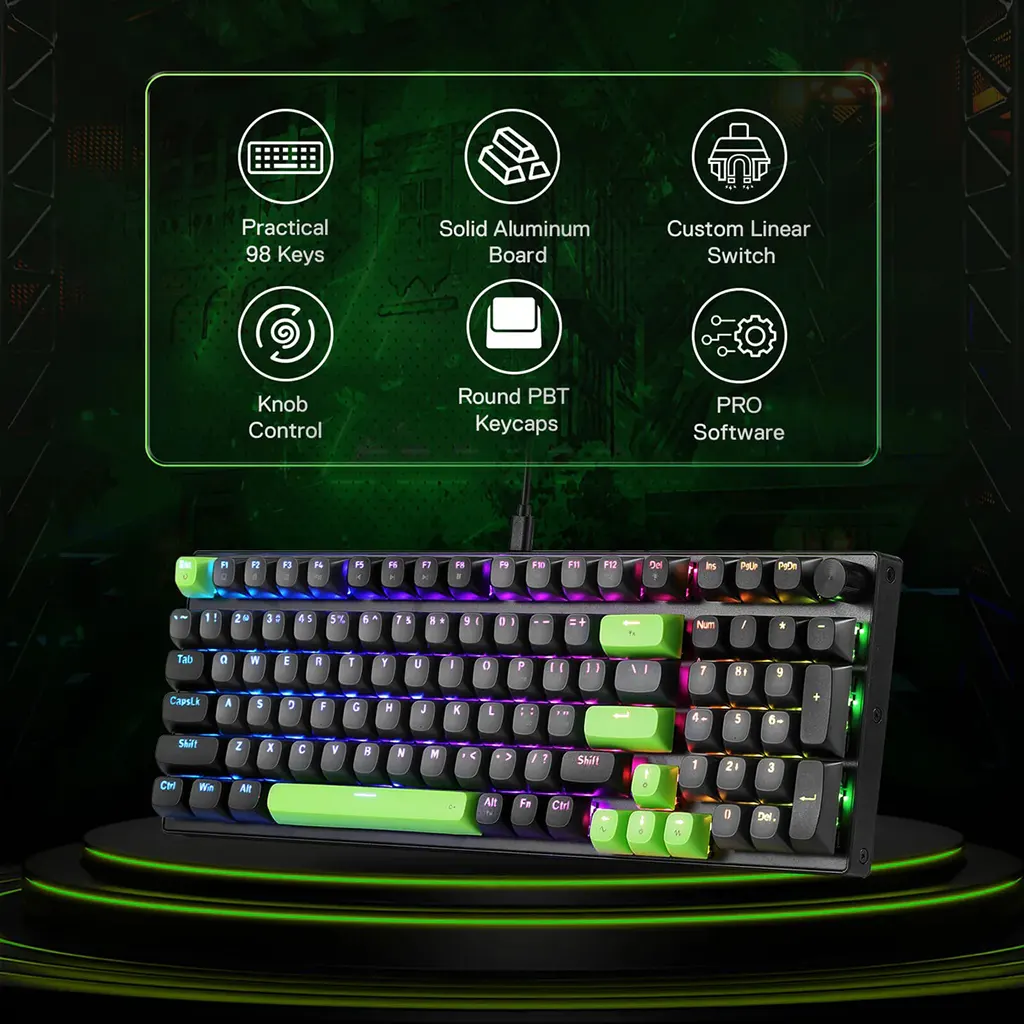 Redragon pc gear Redragon Dharma K740BG RGB Mechanical Keyboard front view