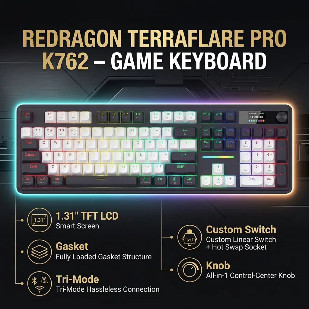 Redragon Terraflare Pro K762WB RGB Gaming Keyboard price in Pakistan product image