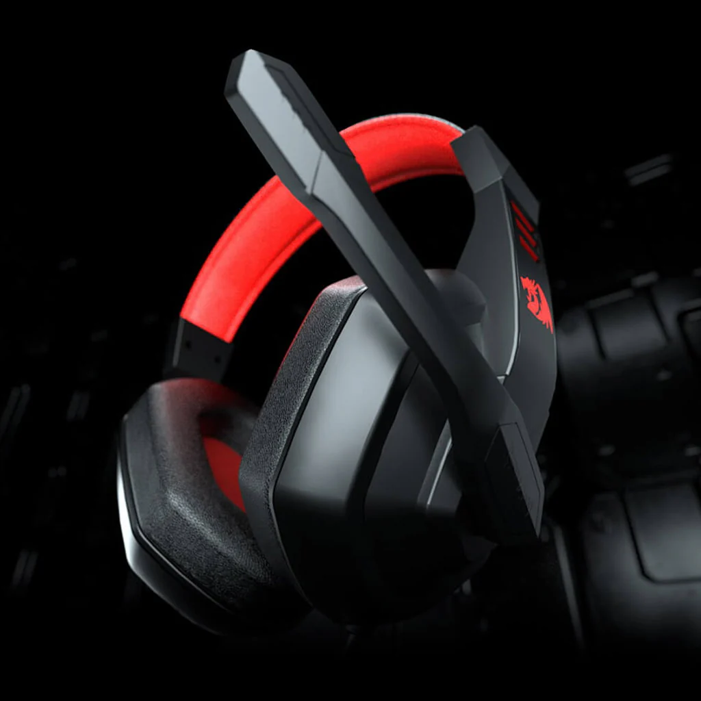 Redragon audio Redragon H120 ARES (Black & Red) Dual 3.5 Jack Wired Gaming Headphone front view