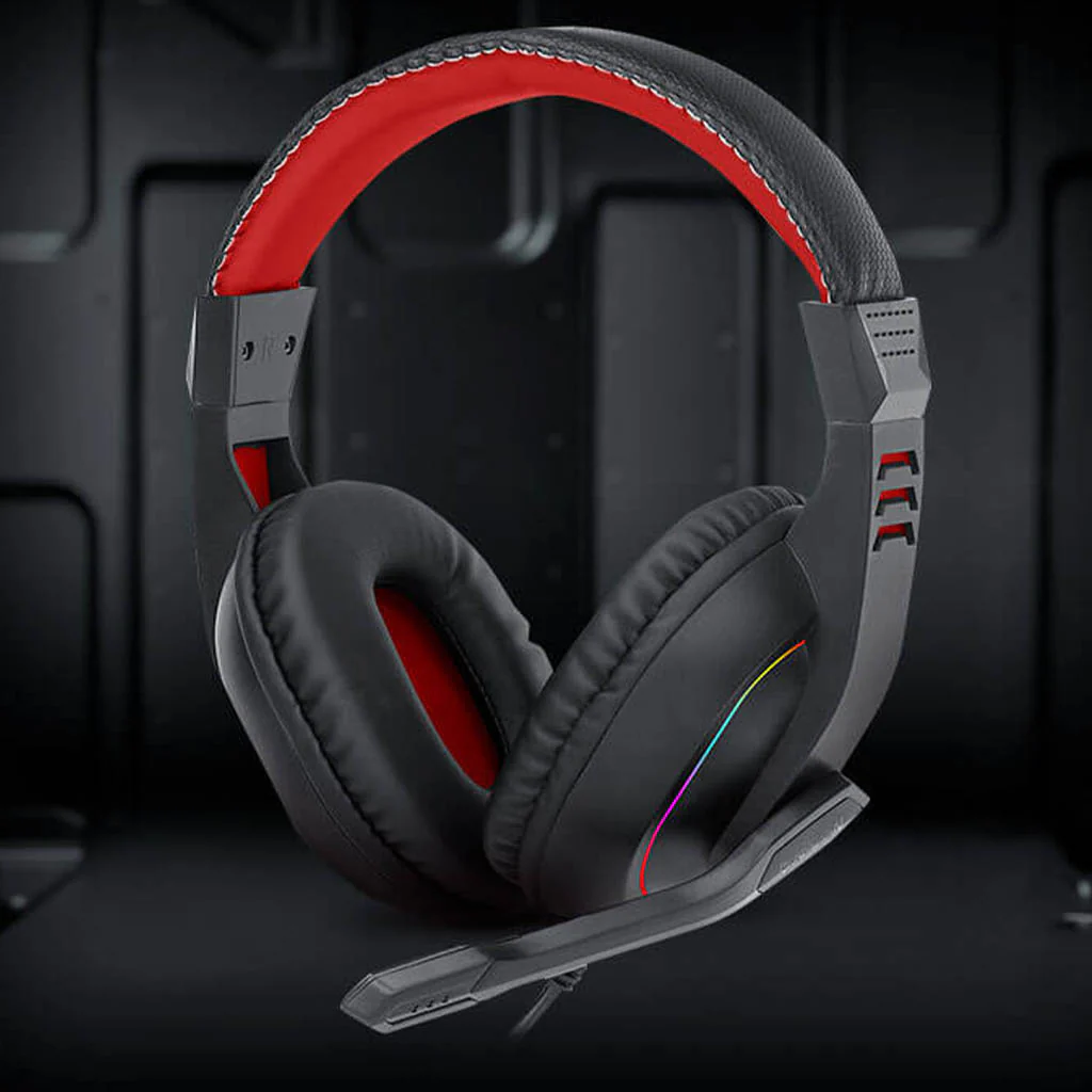 Redragon audio Redragon H120 ARES (Black & Red with RGB) Wired Gaming Headphone front view