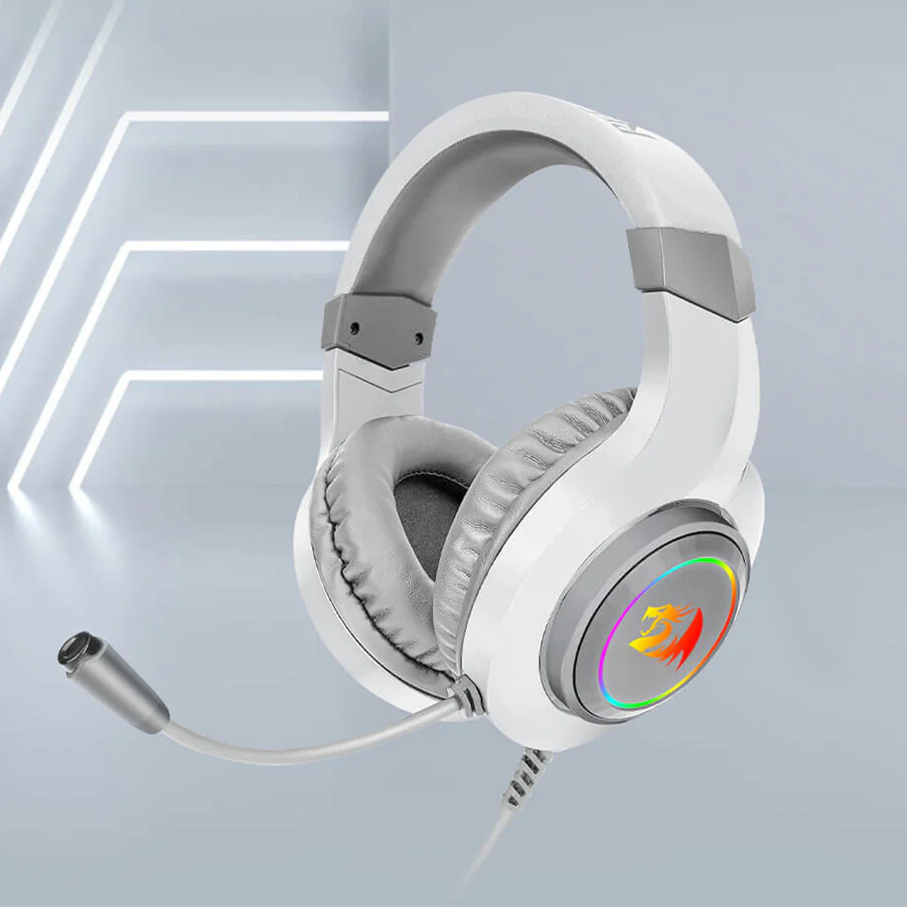 Redragon audio Redragon H260 White Hylas Wired Gaming Headphone front view