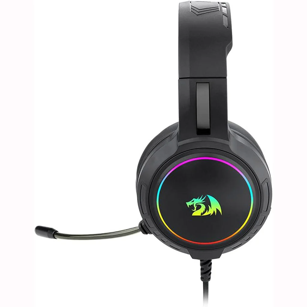 Redragon audio Redragon H270 Mento (Black with RGB) Rotatable Boom Wired Gaming Headphone front view