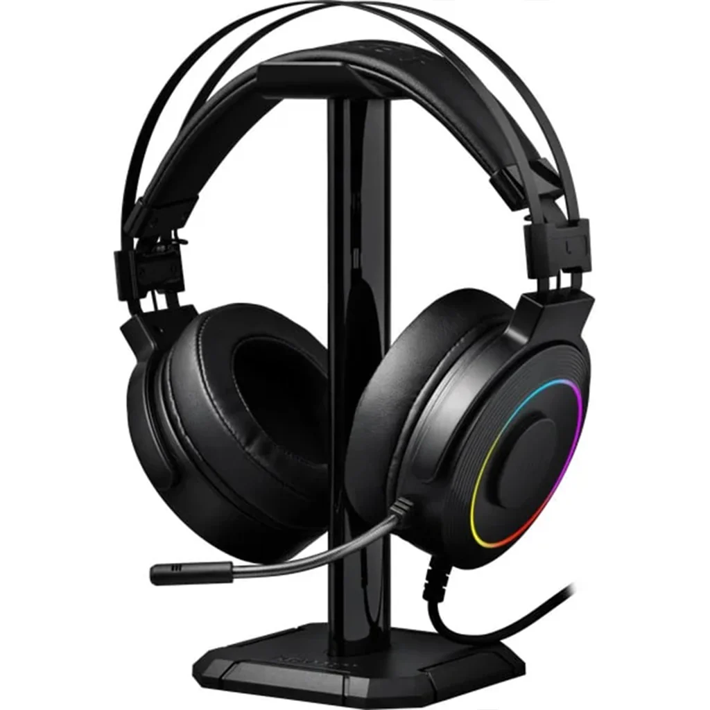 Redragon audio Redragon H320 Lamia 2 (Black with RGB) 7.1 Surround Wired Gaming Headphone with Stand front view