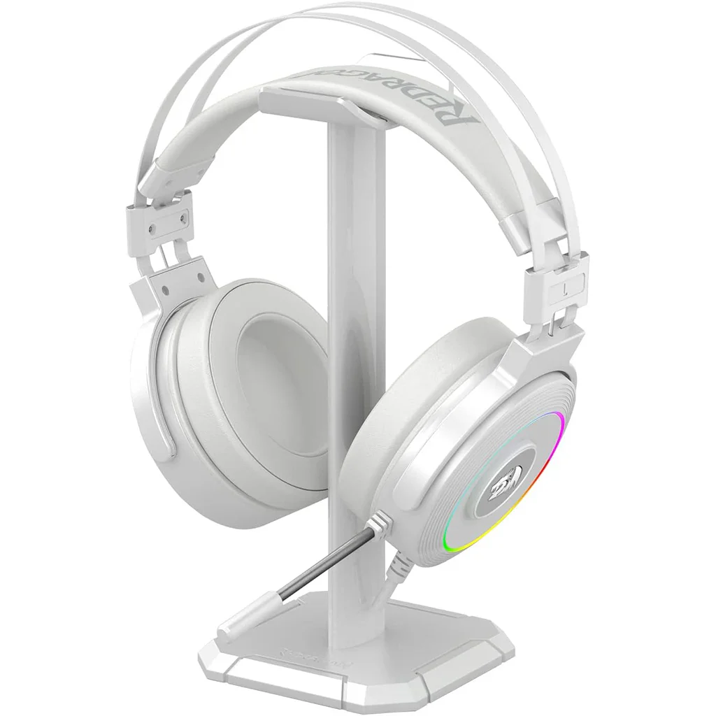 Redragon audio Redragon H320 Lamia 2 Lunar (White with RGB) 360 Microphone Wired Gaming Headphone with Stand front view