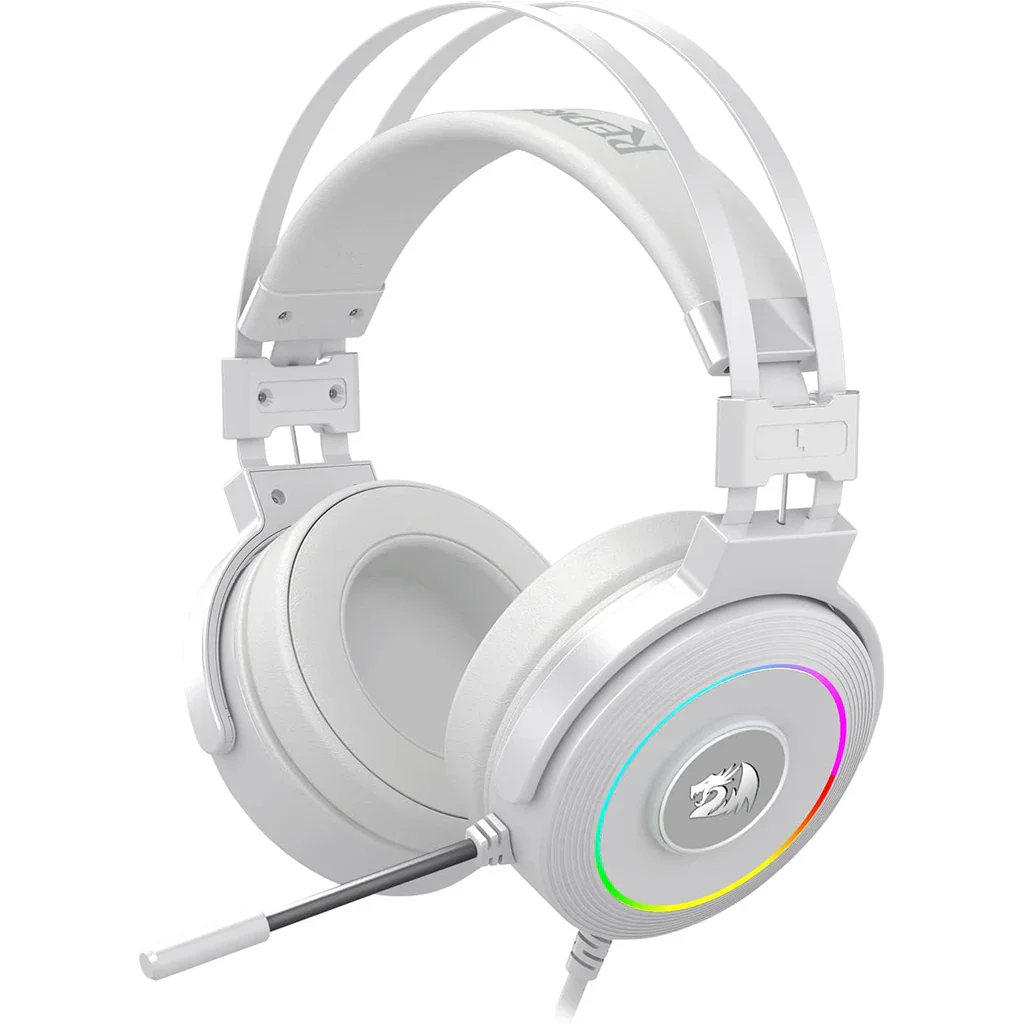 Redragon H320 Lamia 2 Lunar (White with RGB) 360 Microphone Wired Gaming Headphone with Stand price in Pakistan product image
