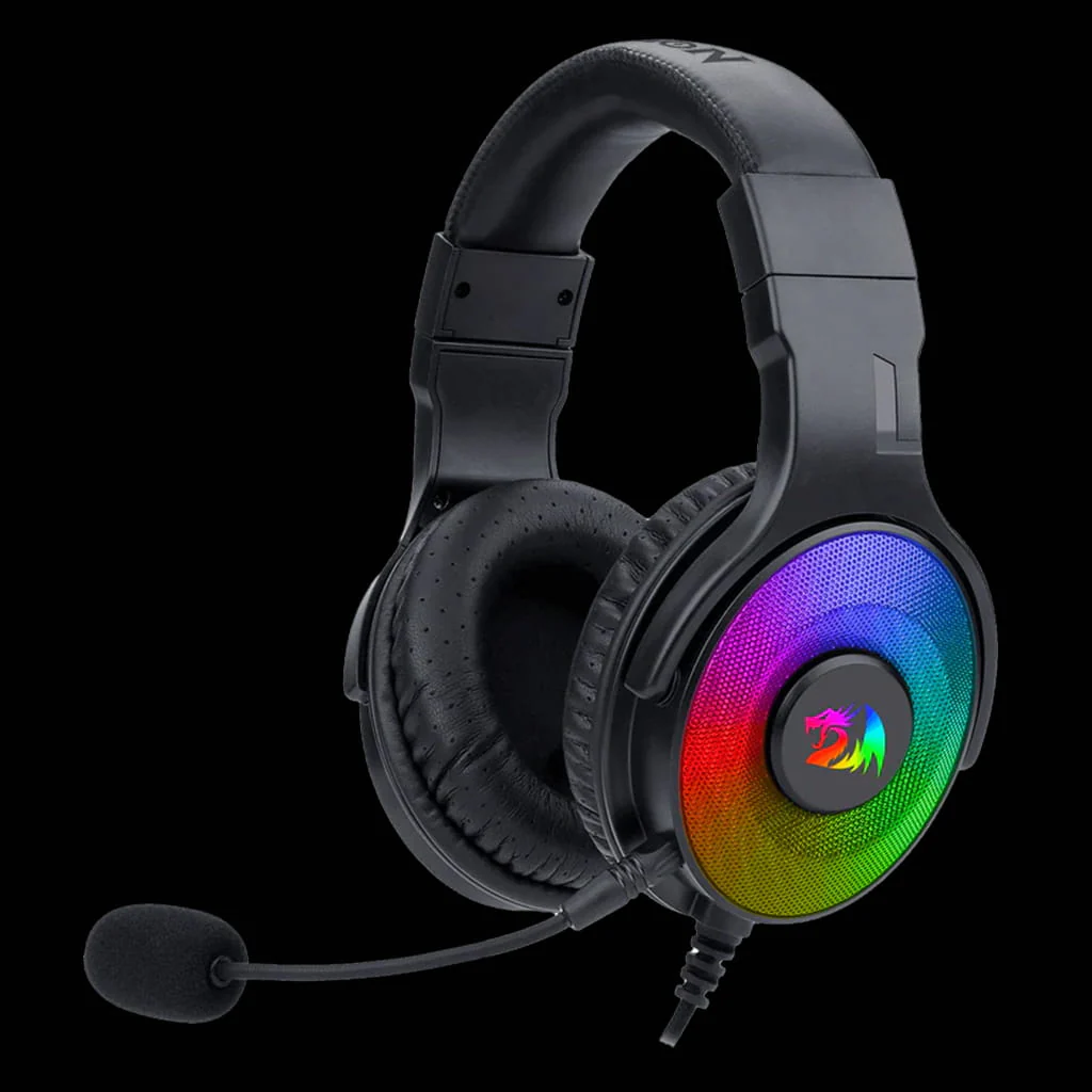 Redragon audio Redragon H350 Pandora 2 (Black with RGB) Detachable Mic Wired Gaming Headphone front view