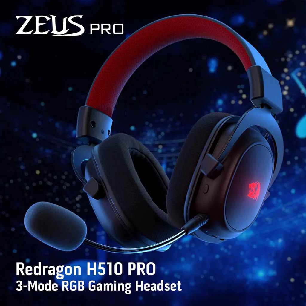 Redragon ZEUS Pro X H510 (Black & Red) Wireless/Wired  Game Headphone price in Pakistan product image
