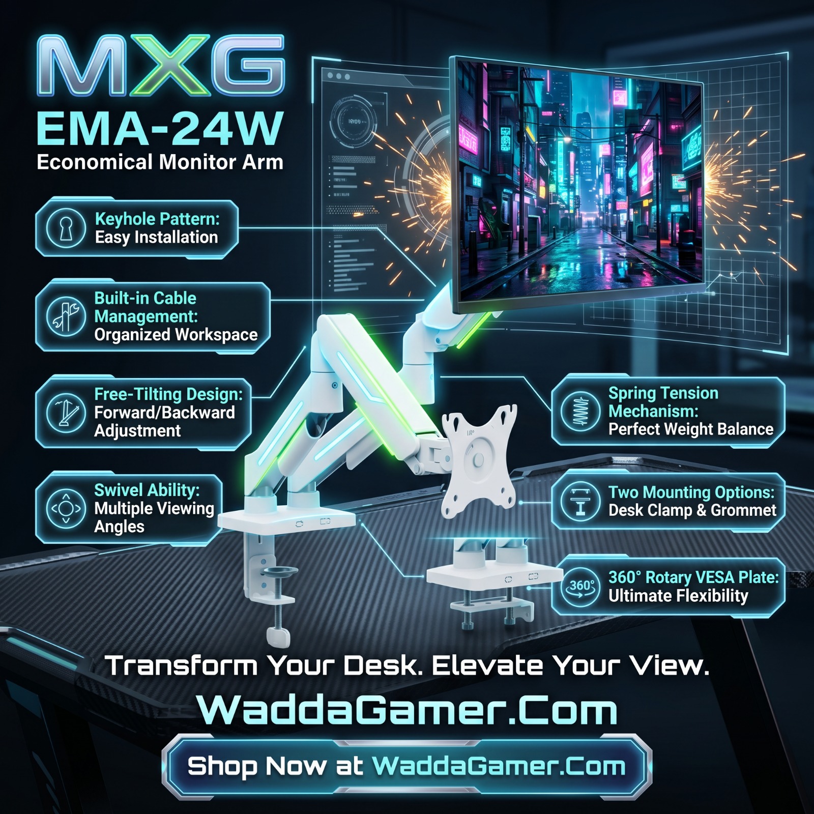 MXG EMA-24W Economical Monitor Arm