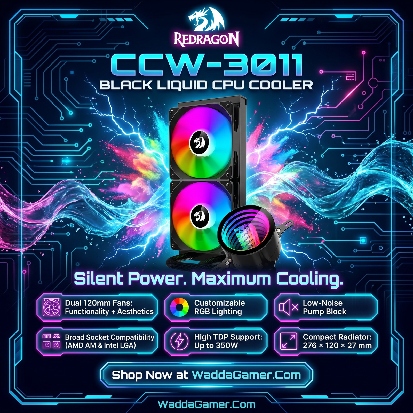 Redragon CCW-3011 Black Liquid CPU Cooler price in Pakistan product image