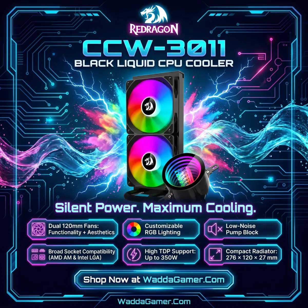 Redragon CCW-3011 Black Liquid CPU Cooler price in Pakistan product image