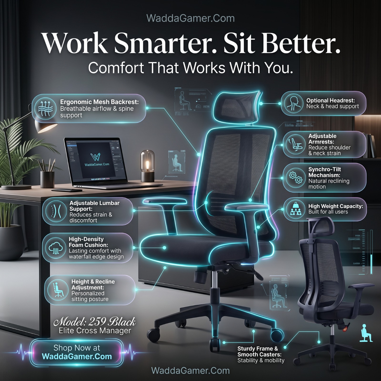 Elite Cross Manager Ergonomic Office Chair price in Pakistan product image