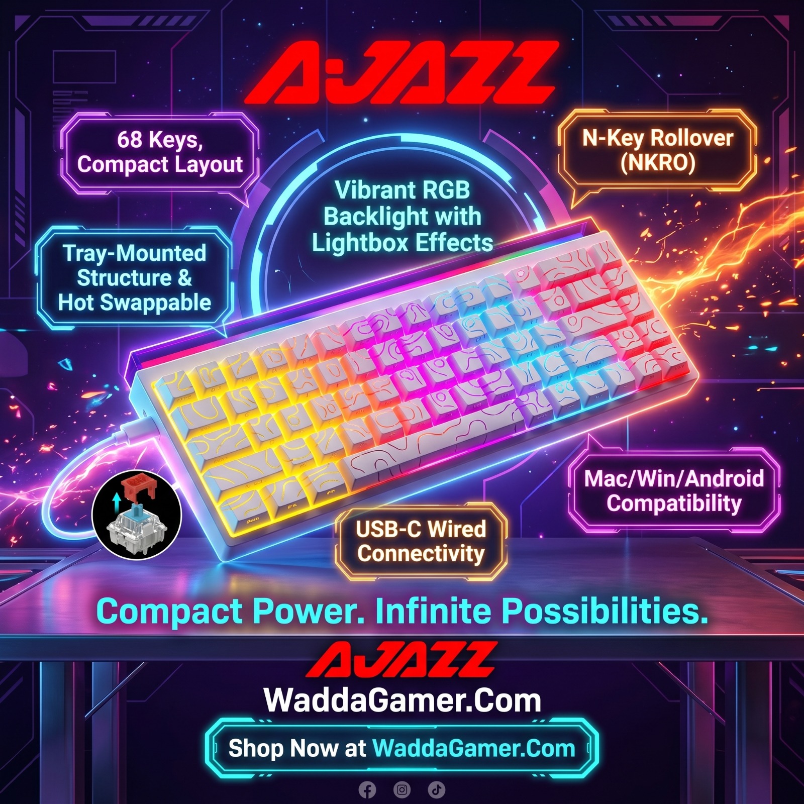 AJAZZ NK68 Wired Gaming Keyboard