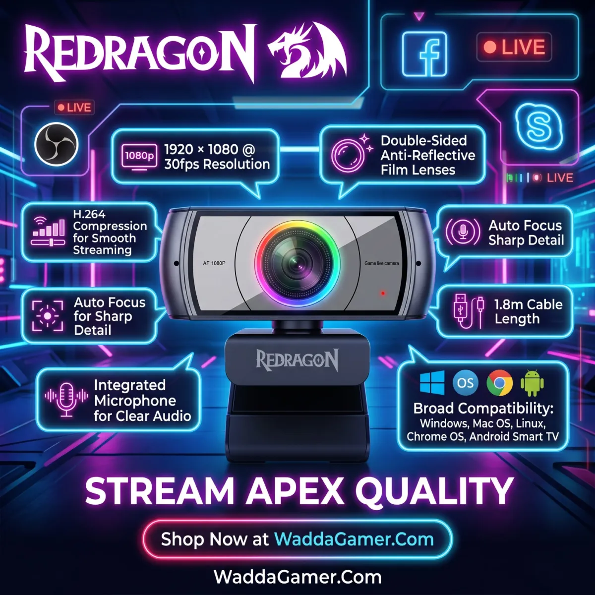 Redragon GW900 Apex Microphone Webcam