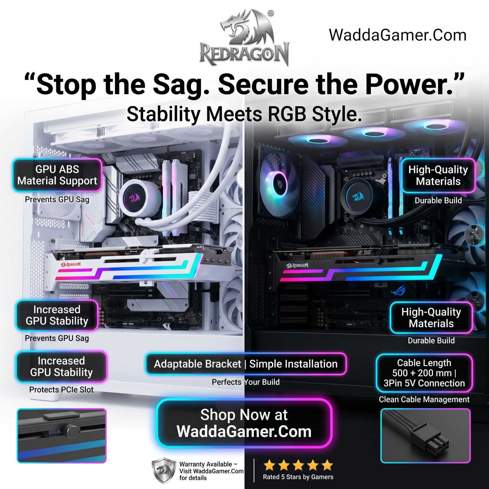 Redragon GCP03-W Gpu ABS Graphics Card