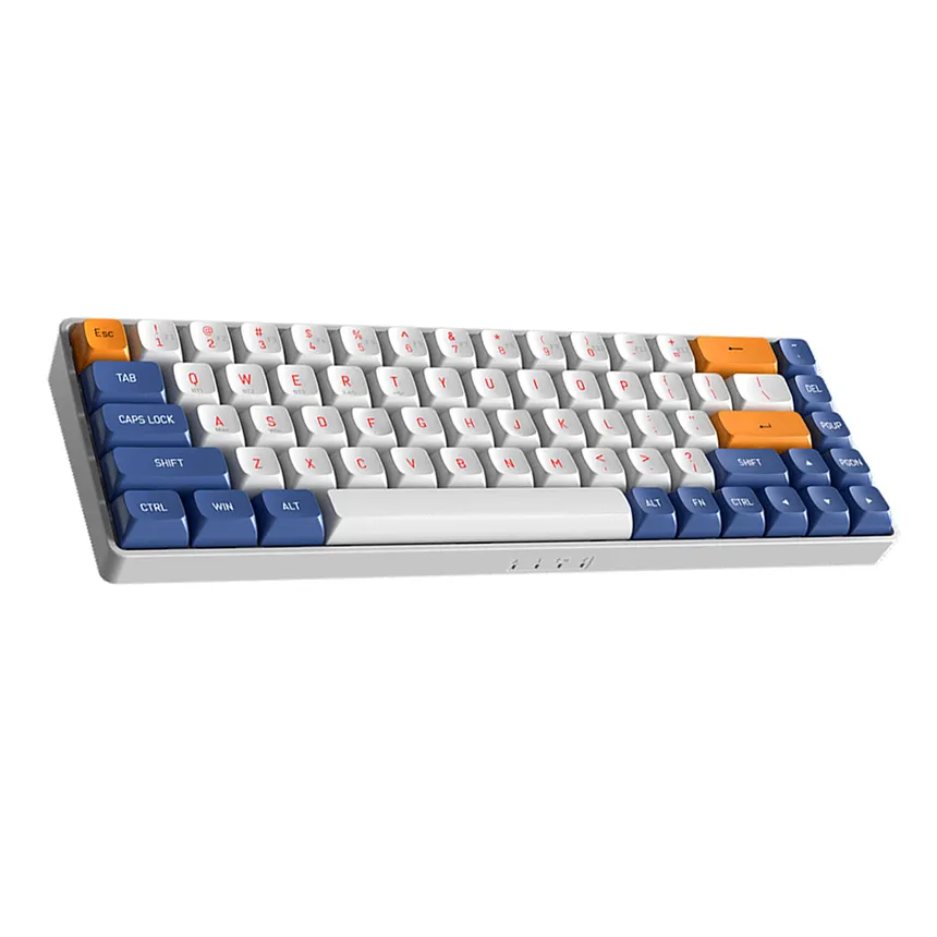 Darkflash keyboards Darkflash GD68 (White, Blue & Orange) Hot-Swappable Wireless 60% Mechanical Keyboard front view