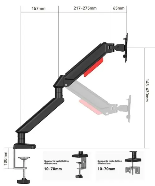 Darkflash ATLAS-01 (Black) Dual Monitor Arm image 4