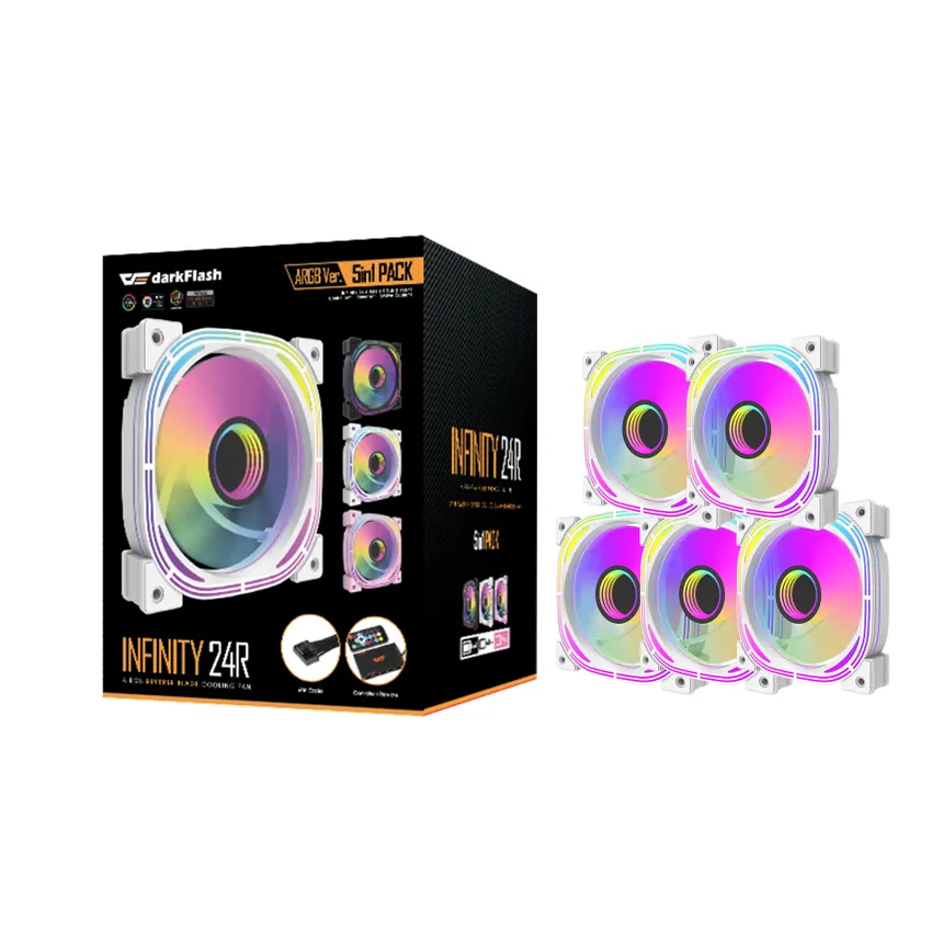 Darkflash INF 24 (White) RGB Set with Controller & Remote 5-in-1 Cooling Fan