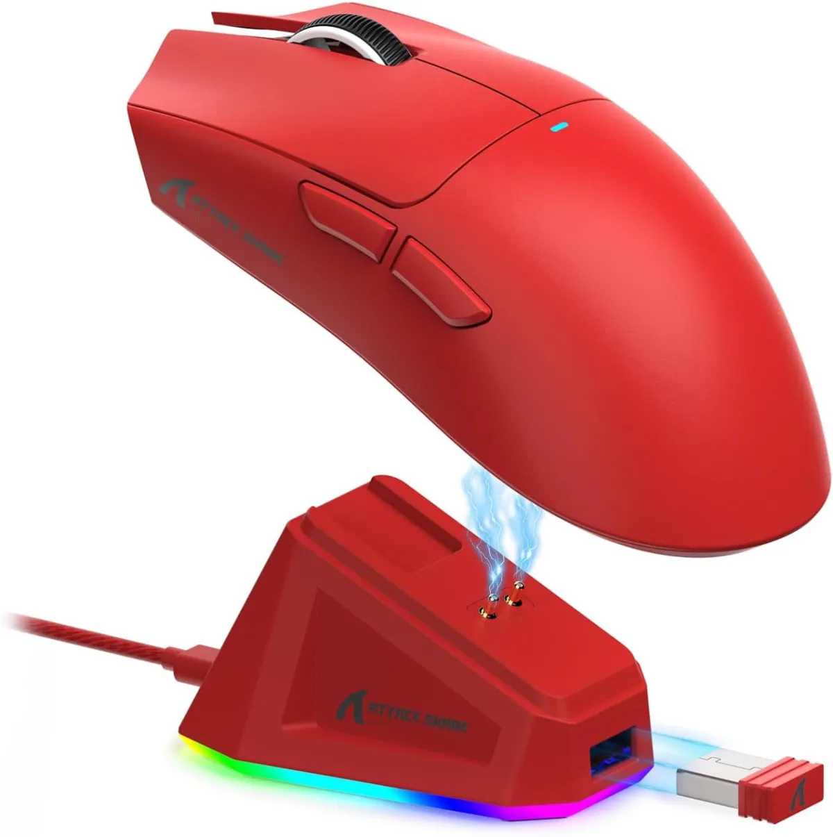 Buy Attack Shark X11 (Red) Wireless Gaming Mouse with Charging Dock online in Pakistan at WaddaGamer