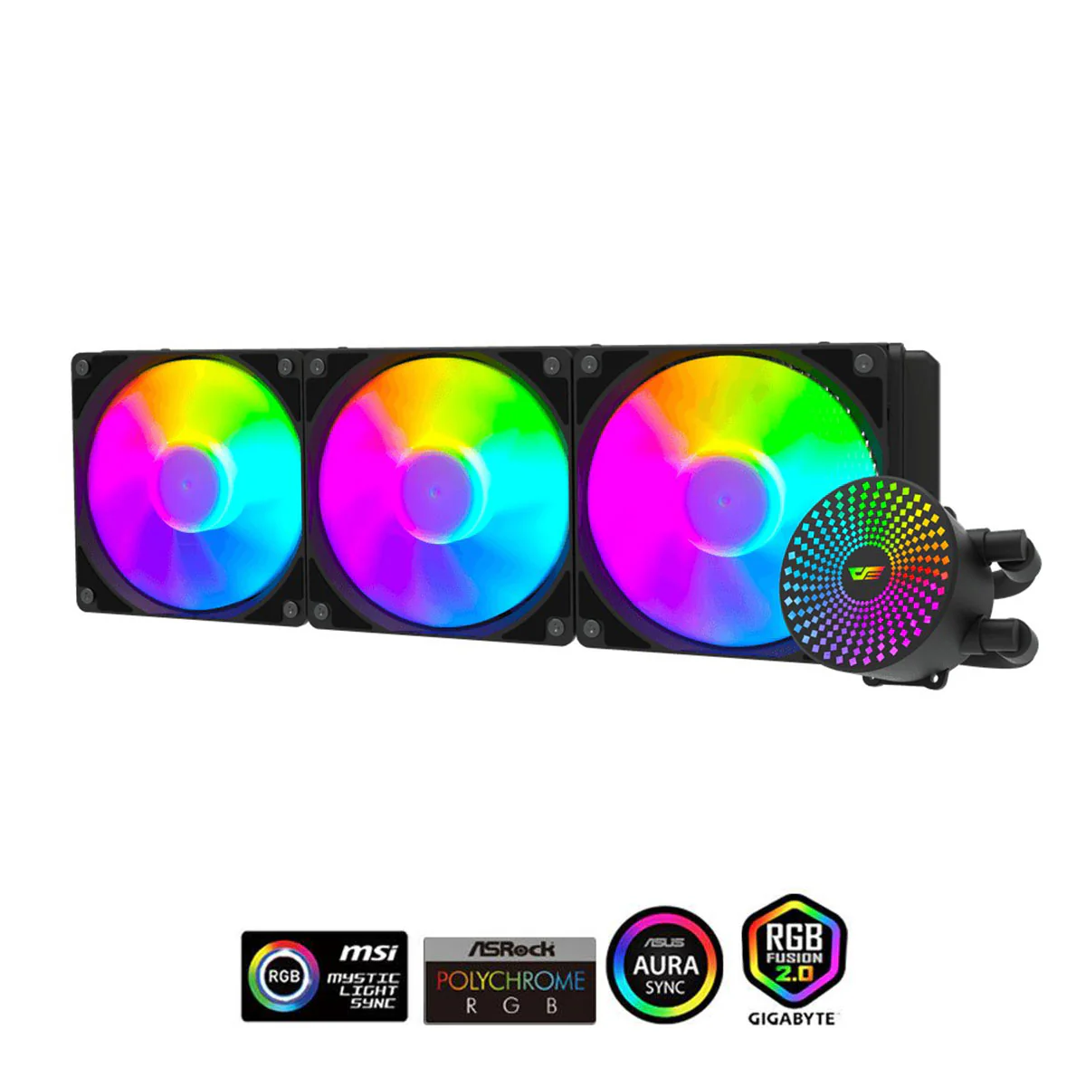 Darkflash pc gear Darkflash Radiant DC360 (Black) ARGB All-In-One 360MM Liquid CPU Cooler front view