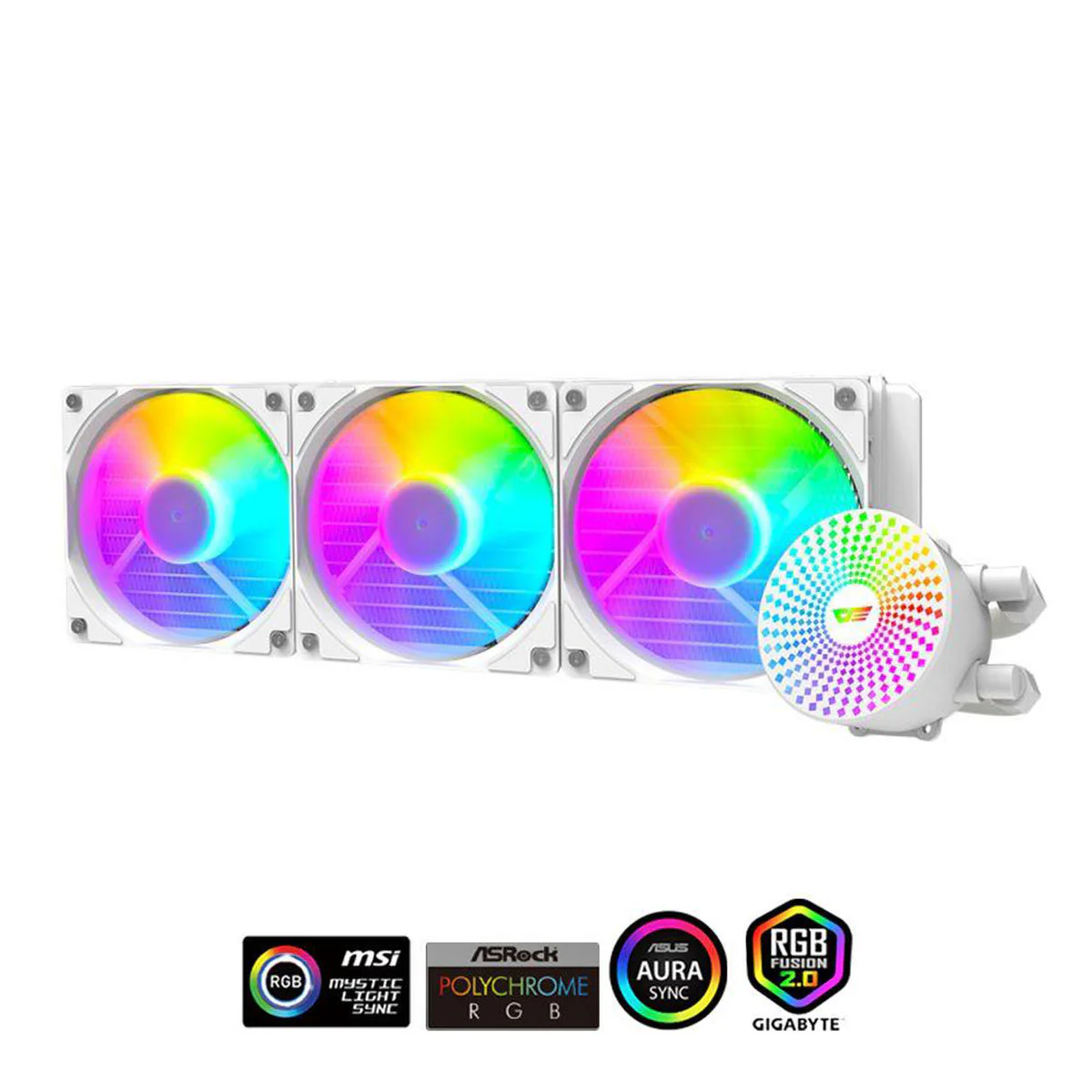 Darkflash pc gear Darkflash Radiant DC360 (White) ARGB All-In-One 360MM Liquid CPU Cooler front view