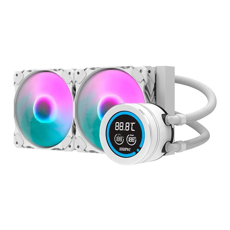 Darkflash pc gear Darkflash DN240D (White) 240MM Liquid RGB CPU Cooler front view