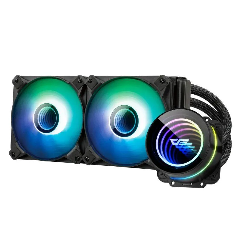 Darkflash pc gear Darkflash Twister DX240 V2 (Black) ARGB/AIO CPU Liquid Cooler /Liquid Cooling Fan front view