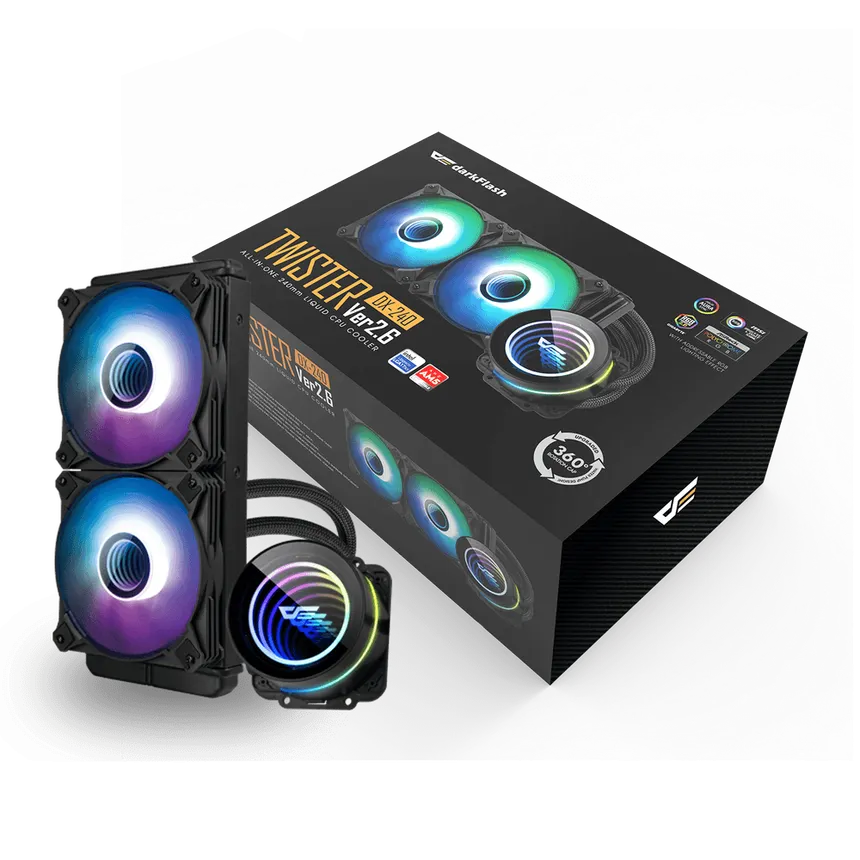 Darkflash Twister DX240 V2 (Black) ARGB/AIO CPU Liquid Cooler /Liquid Cooling Fan price in Pakistan product image