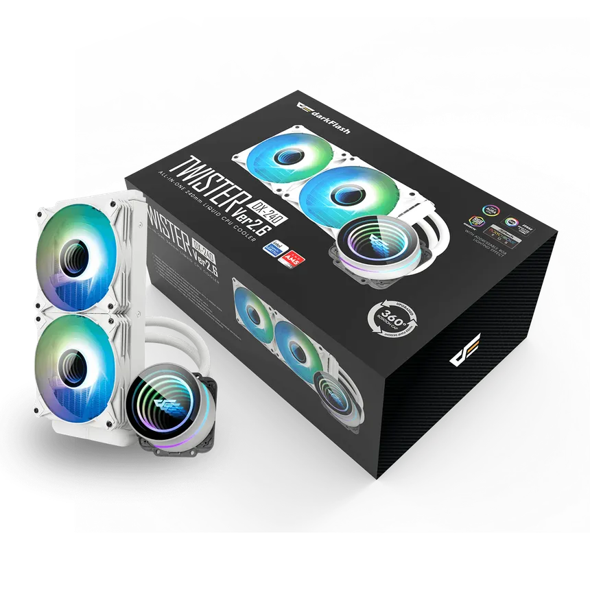 Darkflash Twister DX240 V2 (White) ARGB/AIO CPU Liquid Cooler /Liquid Cooling Fan price in Pakistan product image