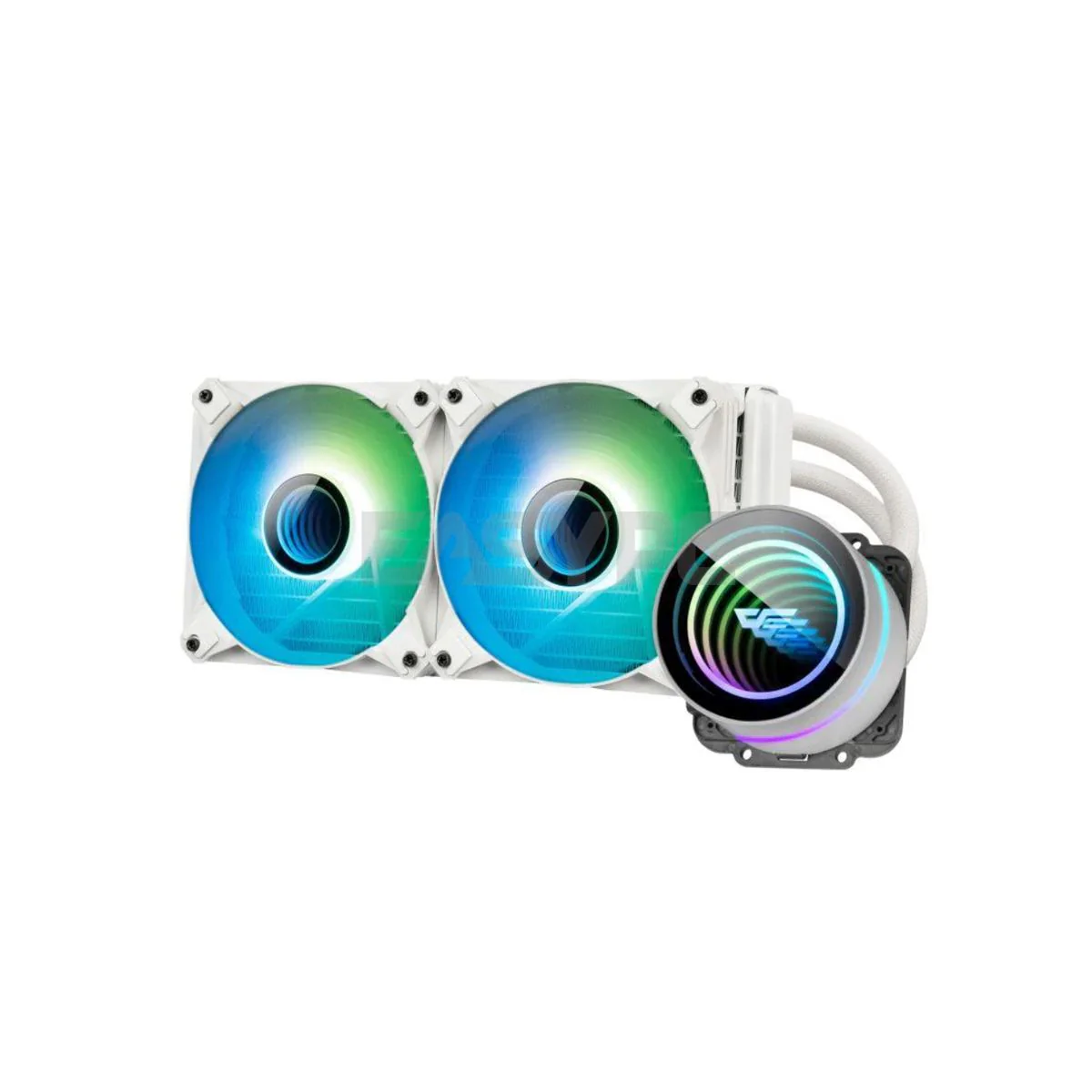 Darkflash pc gear Darkflash Twister DX240 V2 (White) ARGB/AIO CPU Liquid Cooler /Liquid Cooling Fan front view