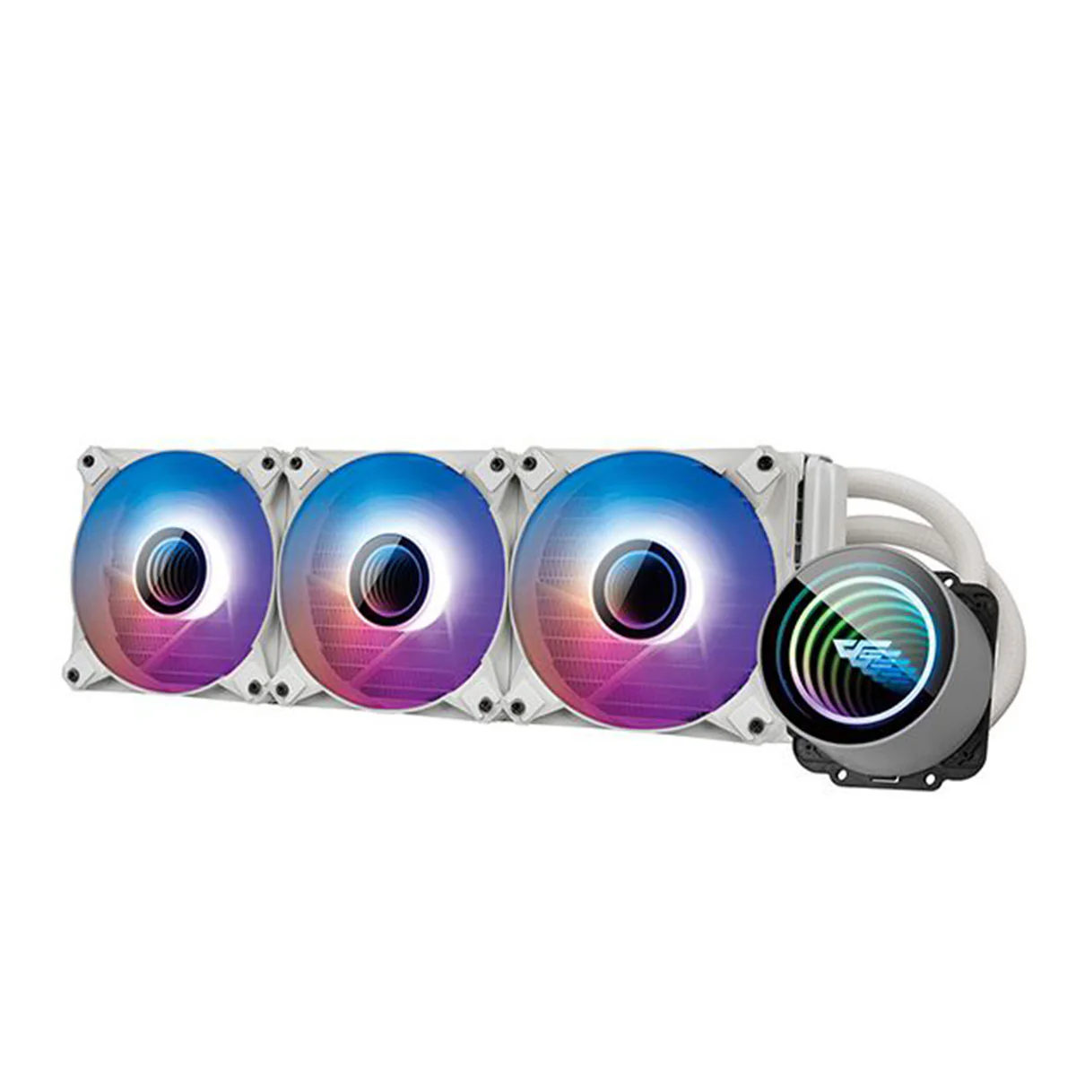 Darkflash pc gear Darkflash Twister DX360 (White) RGB 360mm AIO CPU Liquid Cooler front view