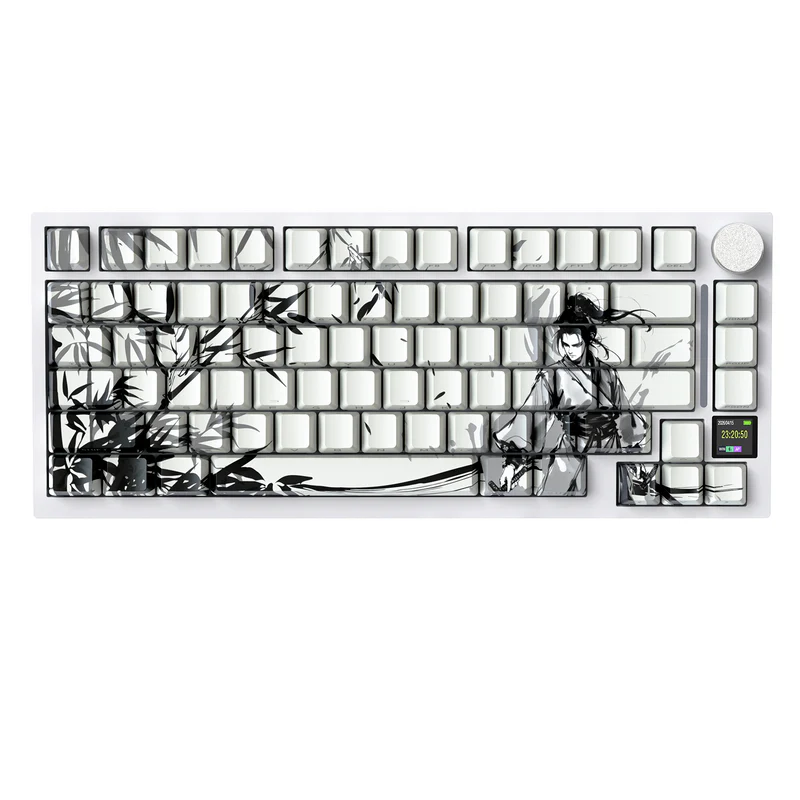 Attack Shark pc gear Attack Shark X820 (White SAMURAI with RGB) Ultra Tri-mode Gasket Gaming Keyboard front view