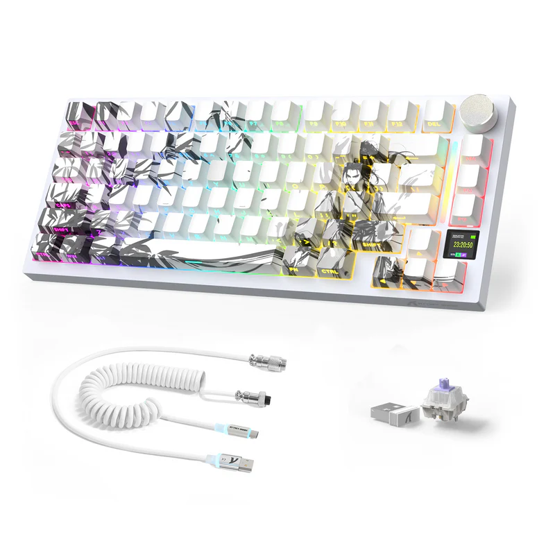 Buy Attack Shark X820 (White SAMURAI with RGB) Ultra Tri-mode Gasket Gaming Keyboard online in Pakistan at WaddaGamer