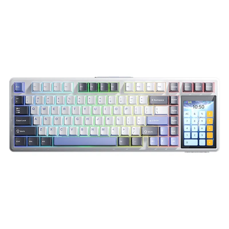 AULA pc gear AULA L99 Smart Wireless Mechanical Keyboard, RGB Backlight (Stellar Ocean Blue–Cotton Candy Switch) front view