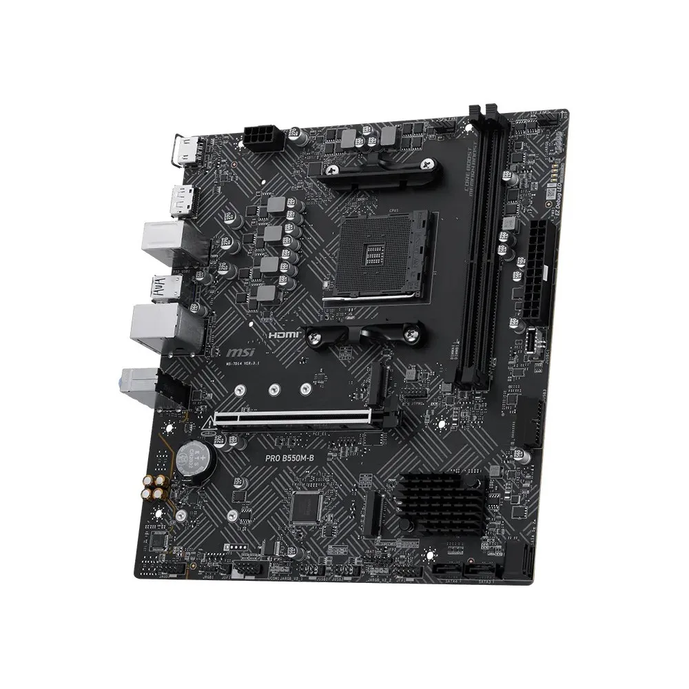 MSI pc gear MSI PRO B550M-B (Black) AM4 AMD B550 ATX AMD Motherboard front view
