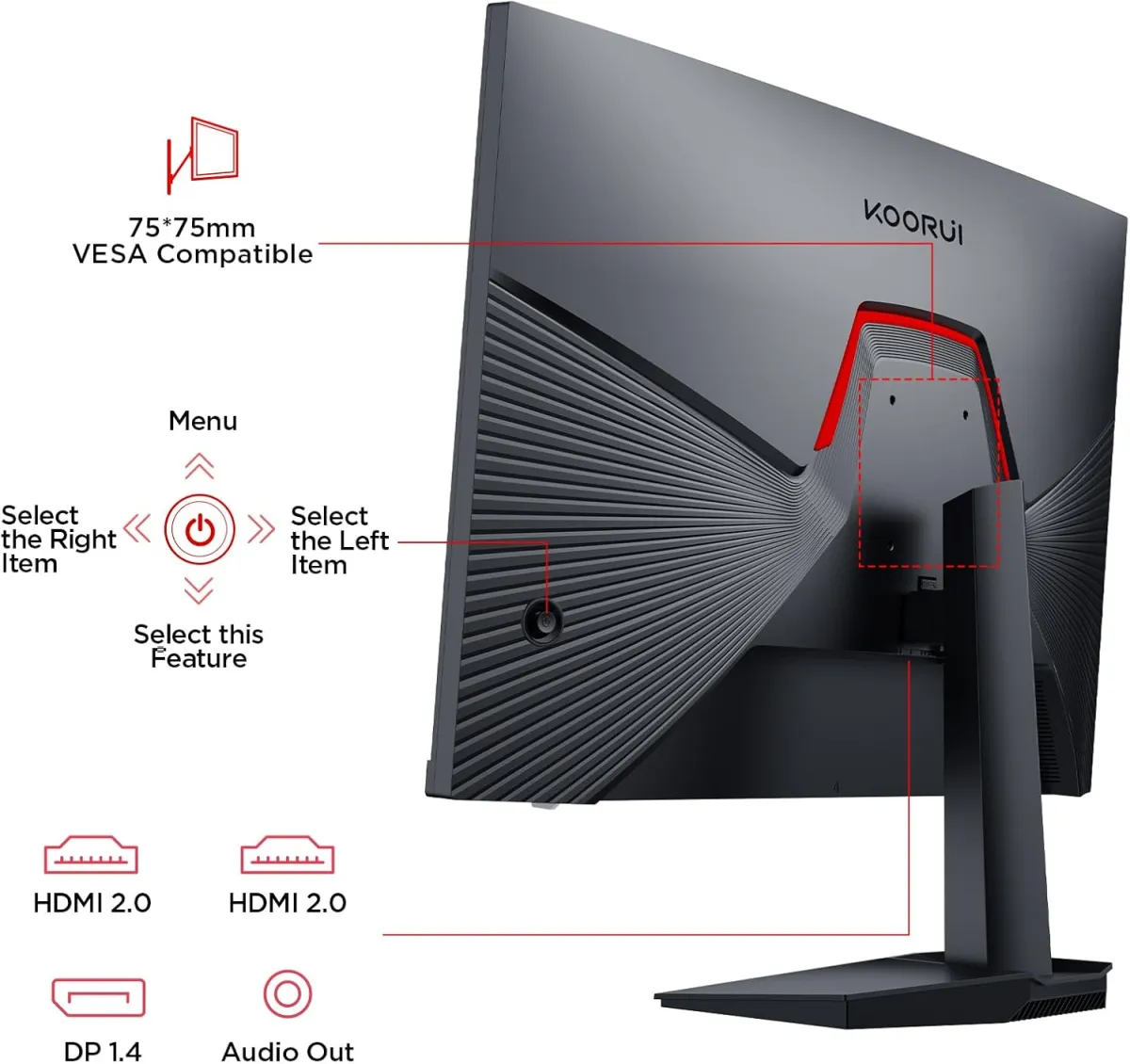 Buy KOORUI G2511X (Black) 24.5″ 240hz FHD 1080p, IPS Panel Gaming Monitor online in Pakistan at WaddaGamer