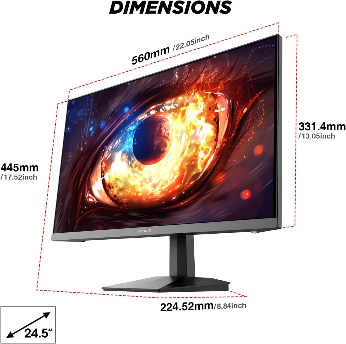 KOORUI G2511X (Black) 24.5″ 240hz FHD 1080p, IPS Panel Gaming Monitor image 4