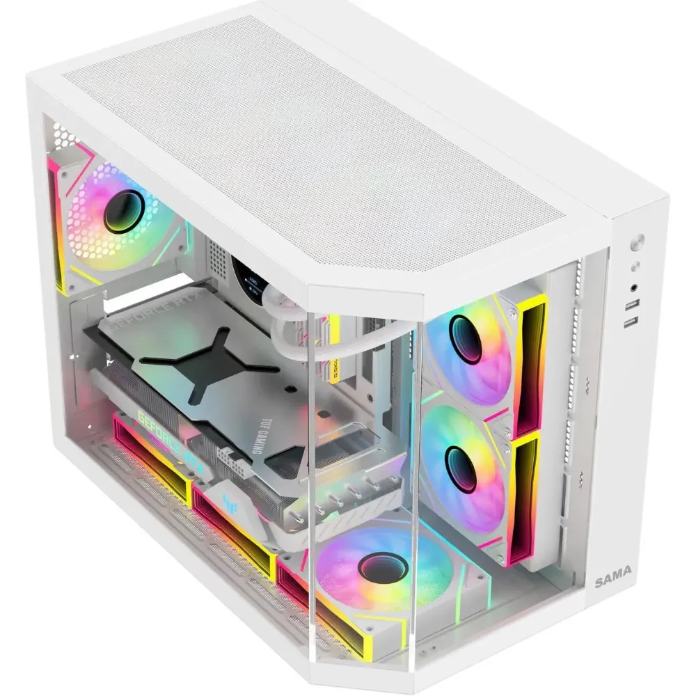 SAMA pc gear SAMA Neview 2771 Micro-ATX Tower Gaming Chassis – White front view