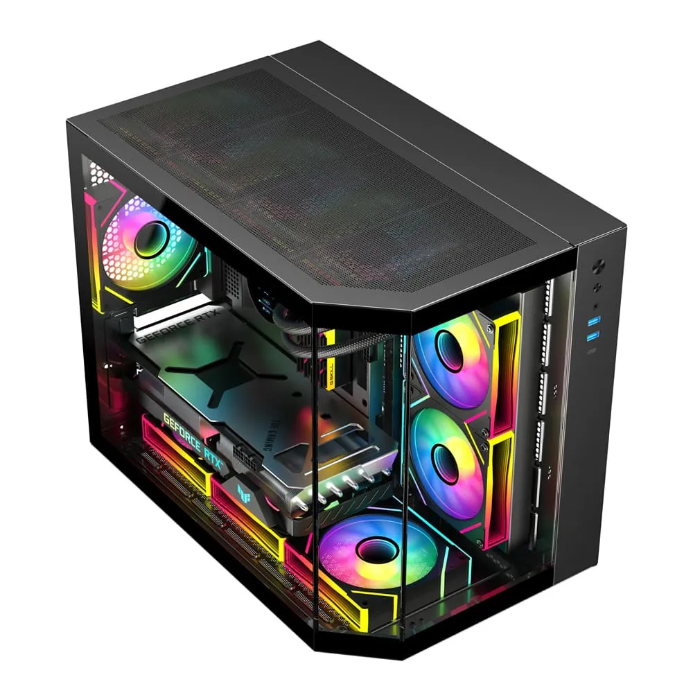 SAMA pc gear SAMA Neview 2771 Micro-ATX Tower Gaming Chassis – Black front view
