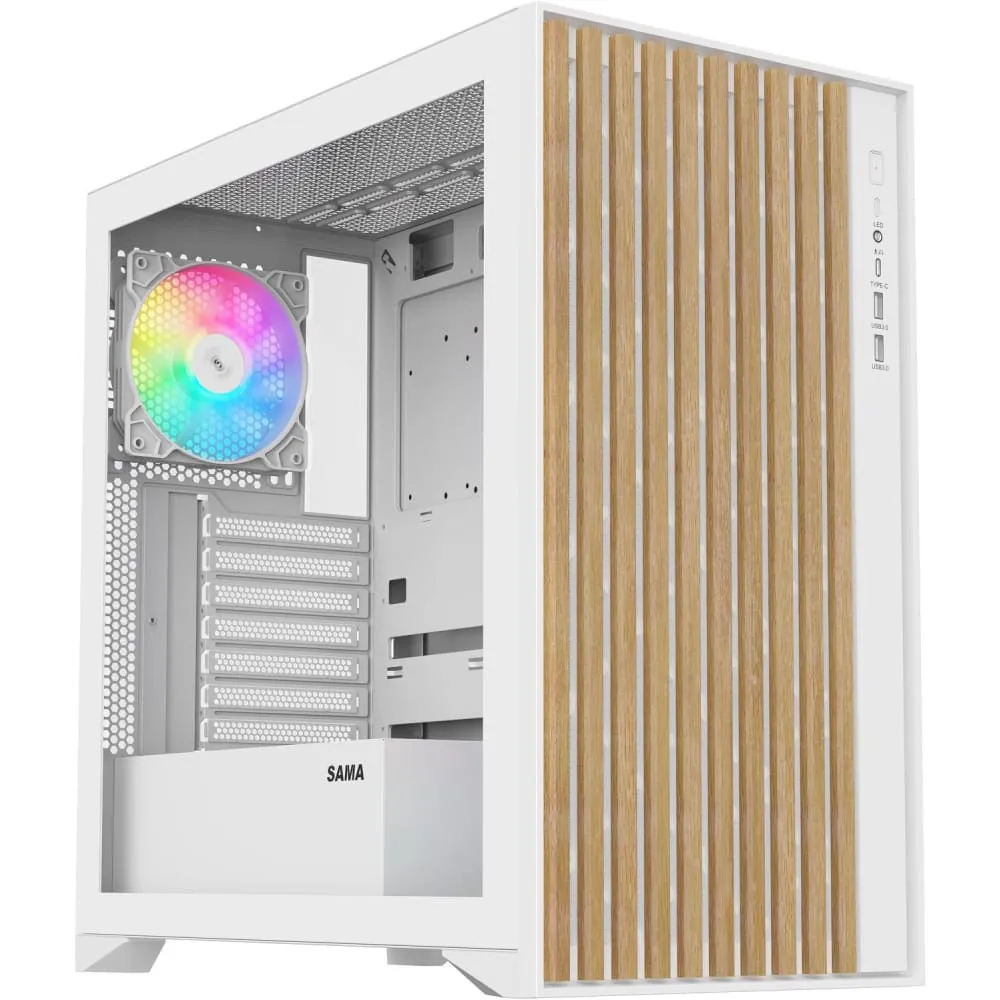 SAMA V Nature ATX Mid Tower Gaming Chassis – White price in Pakistan product image
