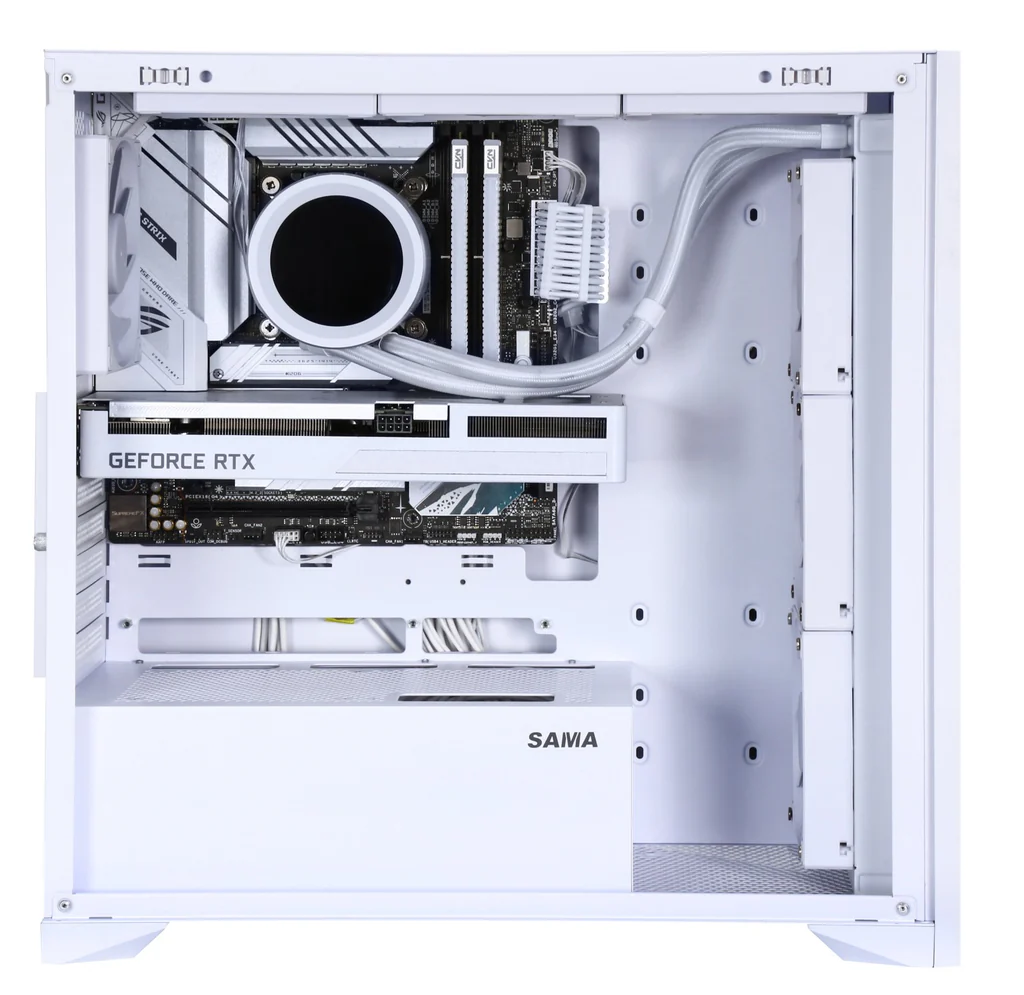 SAMA pc gear SAMA V Nature ATX Mid Tower Gaming Chassis – White front view