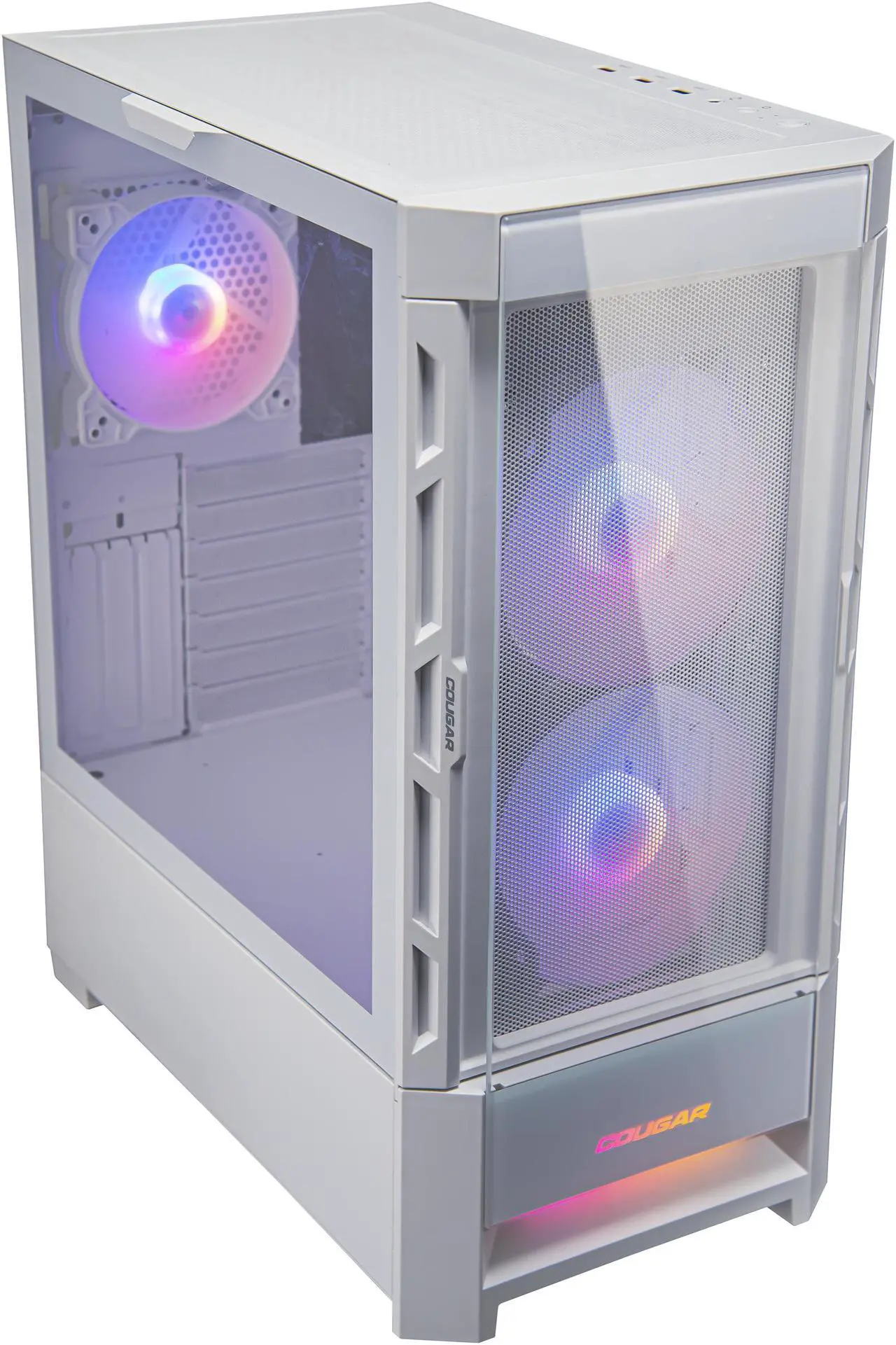 Cougar pc gear Cougar Duoface RGB Mid Tower 2 type front panels PC Case–White front view