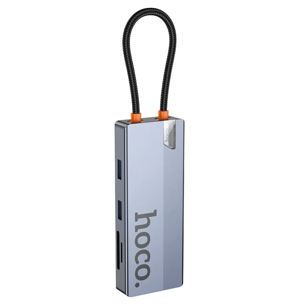 Buy HOCO HB52 Wow 8-in-1 Multi-Function Converter (HDTV+RJ45+SD/TF+PD+Type-C3.0+USB3.0*2) Deep Space Gray online in Pakistan at WaddaGamer