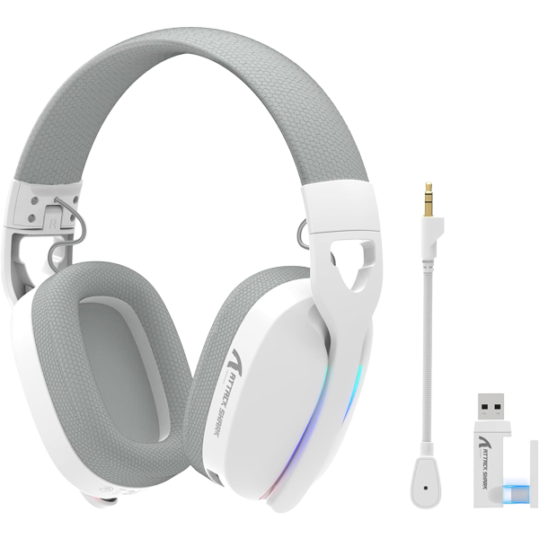 Attack Shark audio Attack Shark L90 Foldable RGB Ultra-Light Tri-Mode Gaming Headphone – White front view