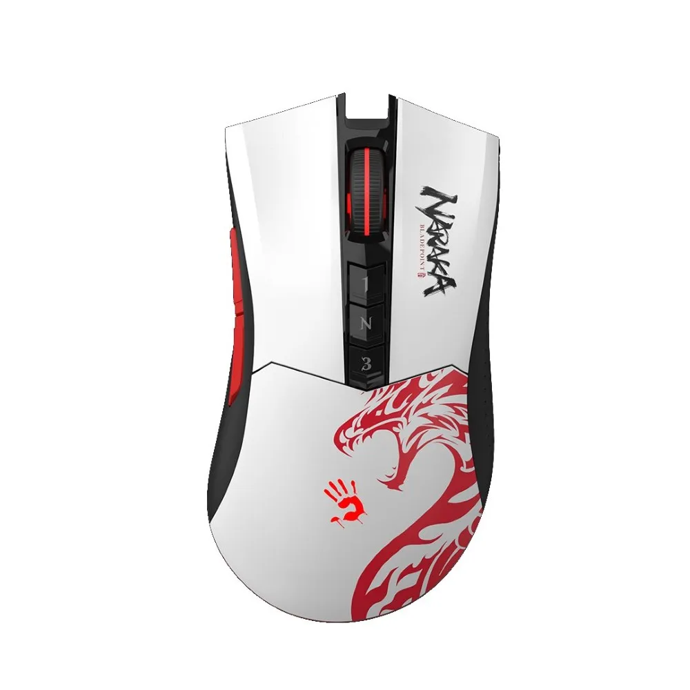 Bloody R90 Plus Stone Naraka (Black , Red & White) 2.4GHz Wireless USB Gaming Mouse price in Pakistan product image