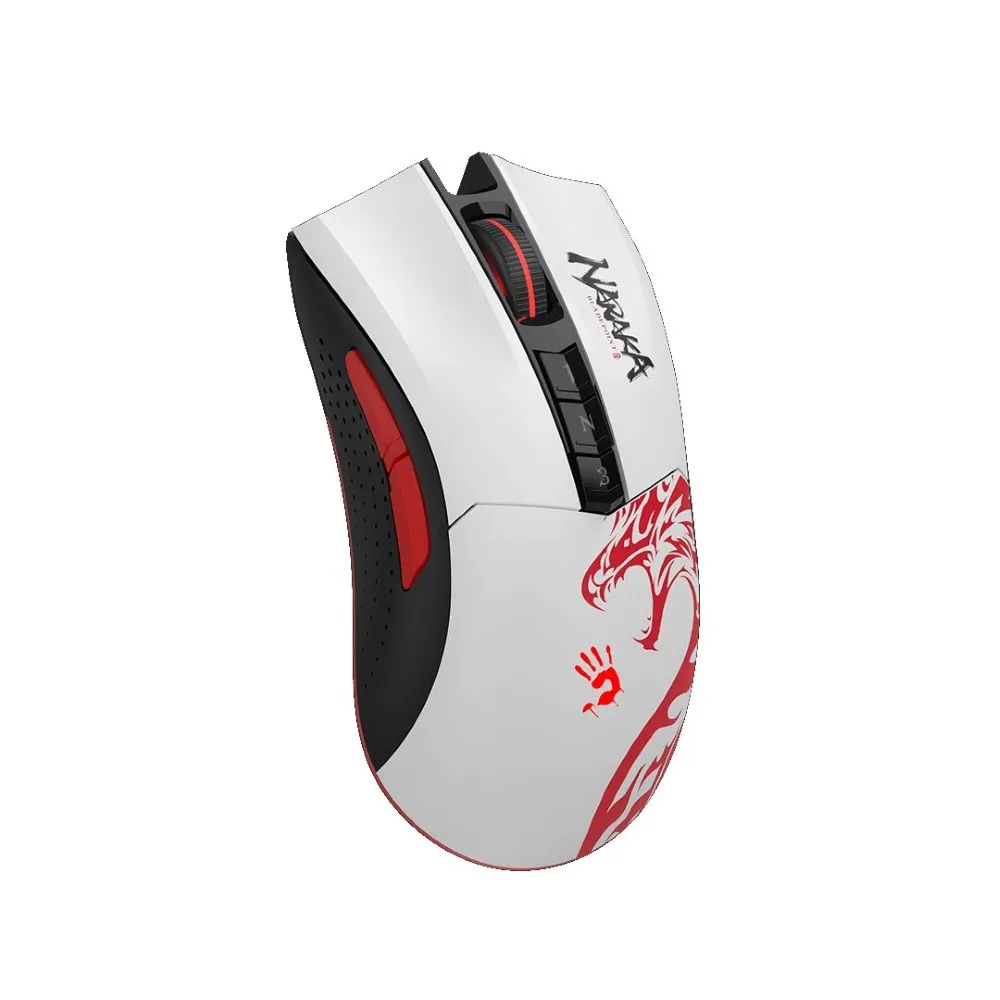 Bloody pc gear Bloody R90 Plus Stone Naraka (Black , Red & White) 2.4GHz Wireless USB Gaming Mouse front view