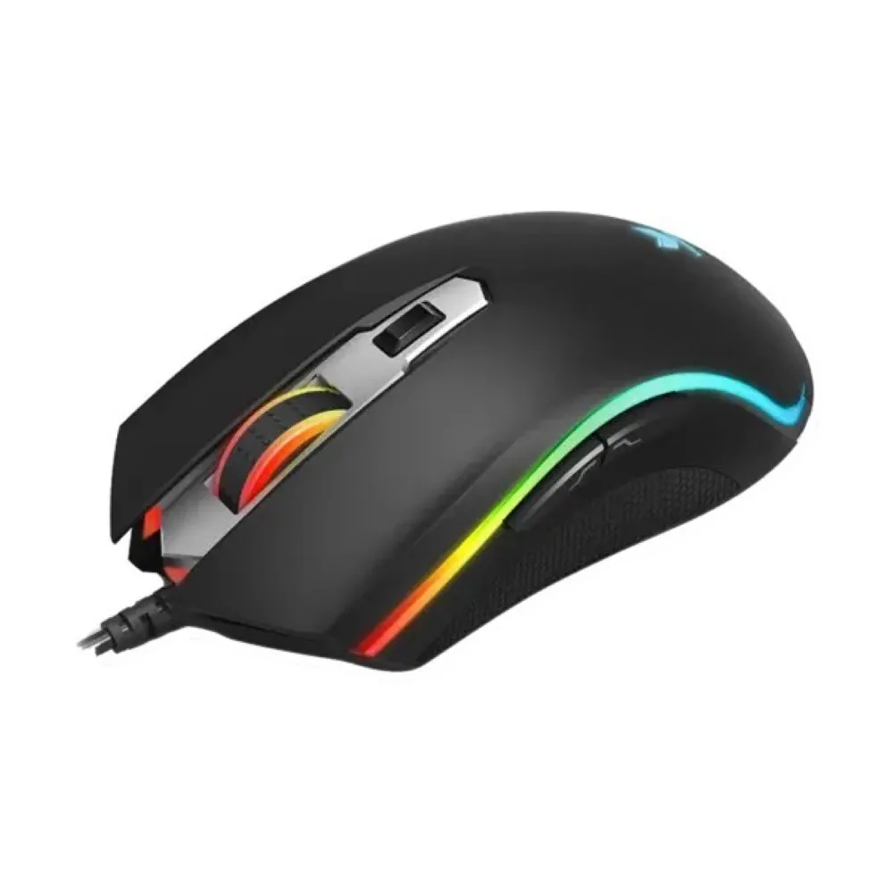 Rapoo pc gear Rapoo V25S (Black with RGB) Optical Wired Gaming Mouse front view