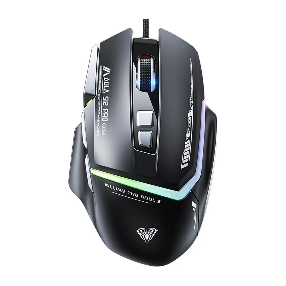 AULA pc gear AULA Mountain S12 Pro Wired 2800 DPI Optical Gamer Mouse front view