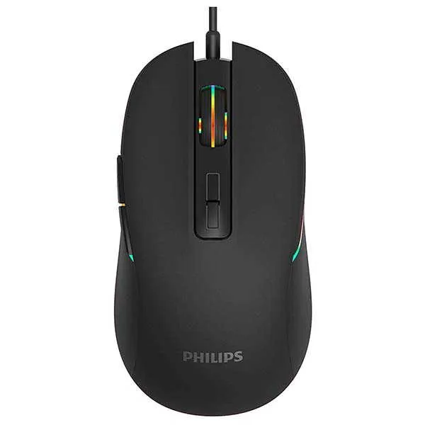 Philips pc gear Philips G414 (Black with RGB) 7 Button Wired Gaming Mouse front view