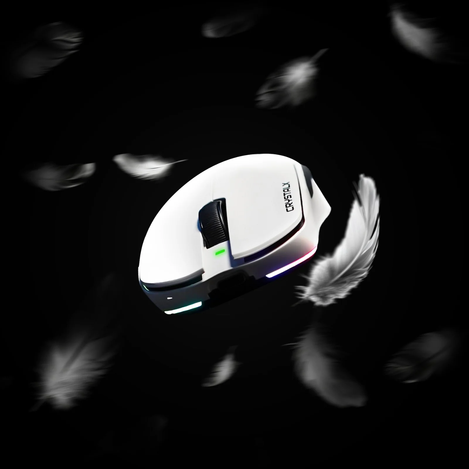 CrystalX pc gear CrystalX Frost X20 (White) Ultra-Lightweight Design Wireless Gaming Mouse front view
