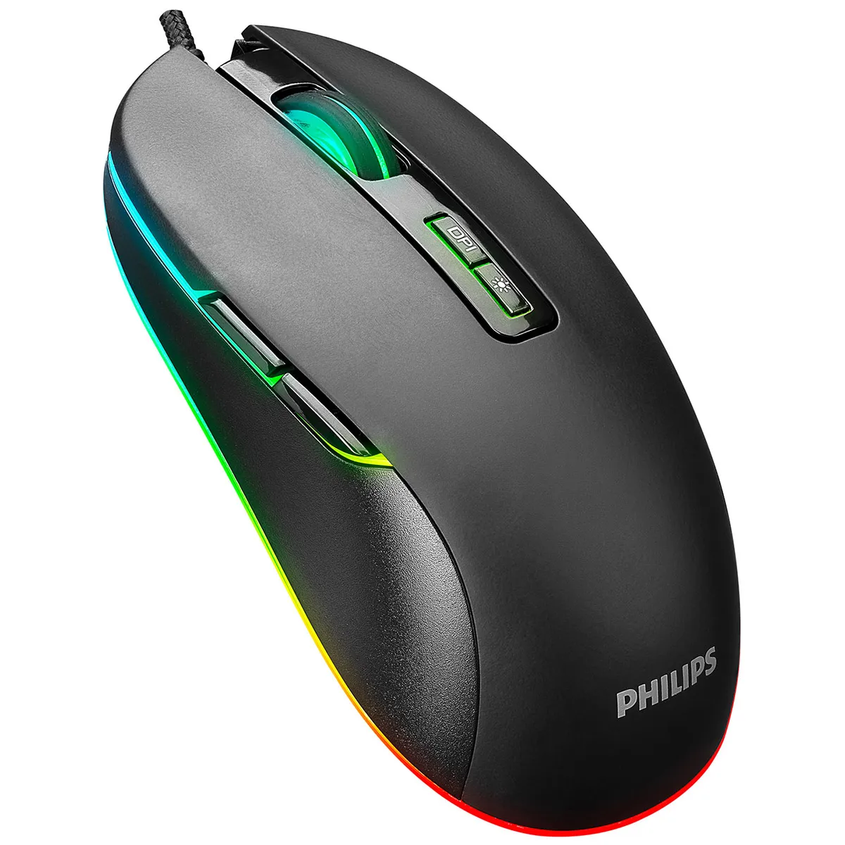 Philips pc gear Philips SPK9414 Erogonomic (Black with RGB) Wired gaming mouse front view